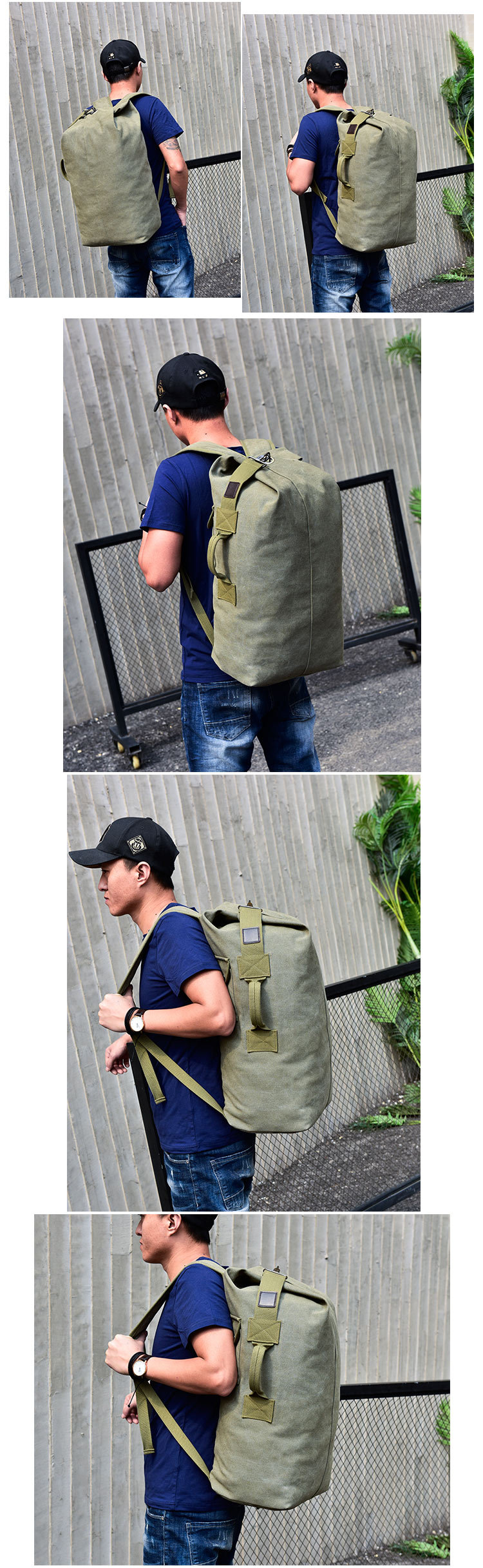 Fashionable large-capacity travel backpack for men, outdoor travel sports bag, trendy canvas backpack for men pic 4