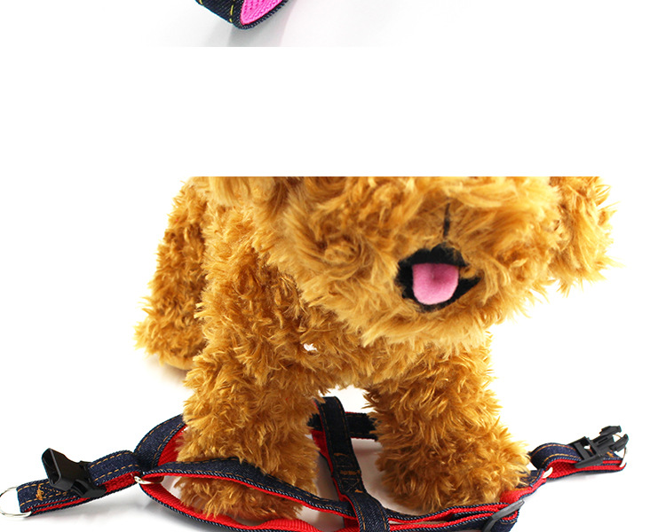 【3-70 pounds 】 Pet leash, dog leash, collar, cat and dog denim chest and shoulder strap set, pet supplies pic 21