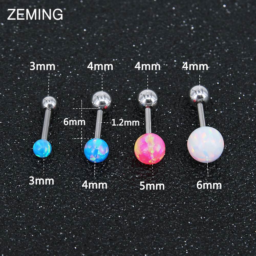 韩国时尚澳宝耳钉欧泊耳骨钉圆球百搭钛钢耳环流行软骨穿刺耳蜗钉详情13