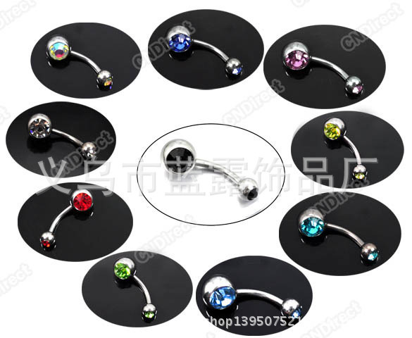 彩色双钻脐钉批发欧美跨境不锈钢简约组合套装超闪圆球款穿刺饰品详情10
