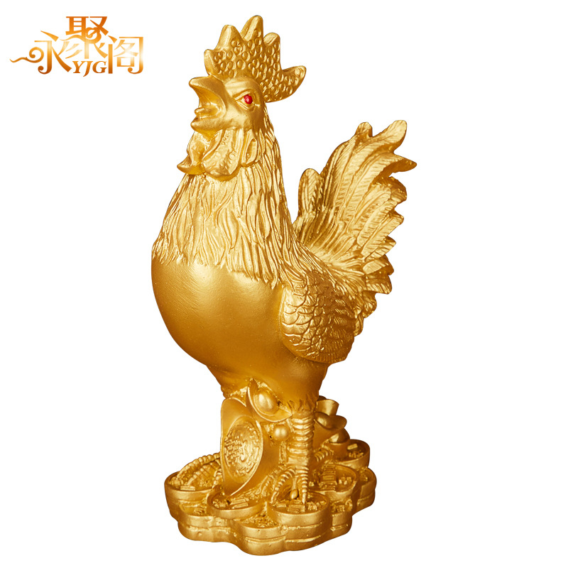 厂家直销批发金鸡摆件树脂仿铜摆设十二生肖鸡家居摆设国潮详情1