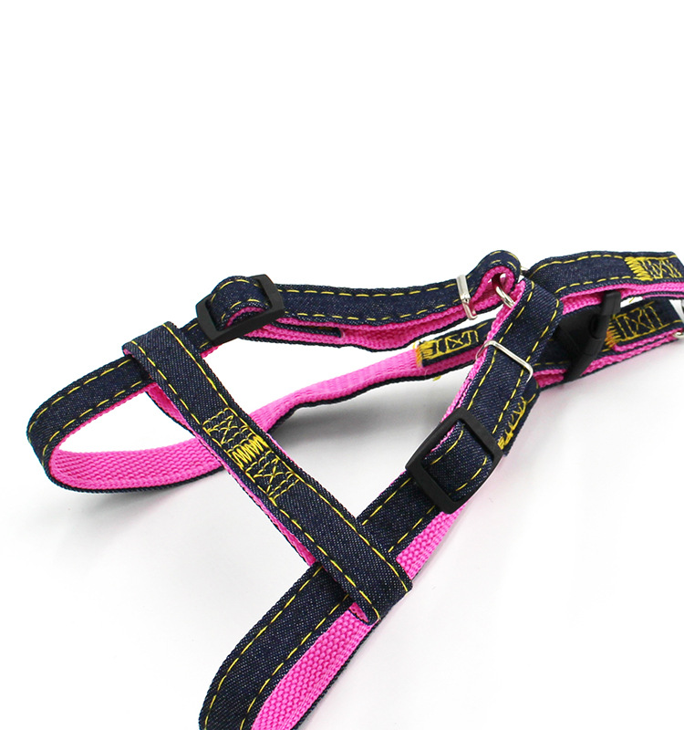 【3-70 pounds 】 Pet leash, dog leash, collar, cat and dog denim chest and shoulder strap set, pet supplies pic 20