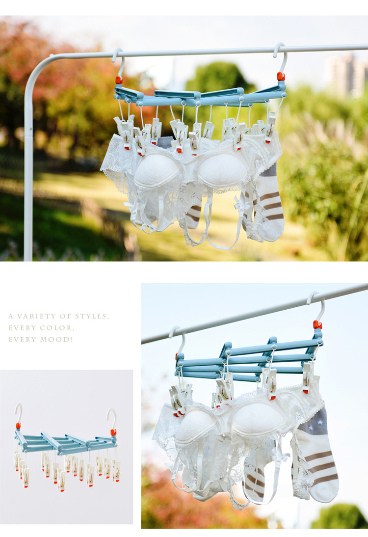 29-roller quick-folding clothes drying rack, windproof multi-head, foldable and extendable multi-functional plastic clothes drying rack pic 17
