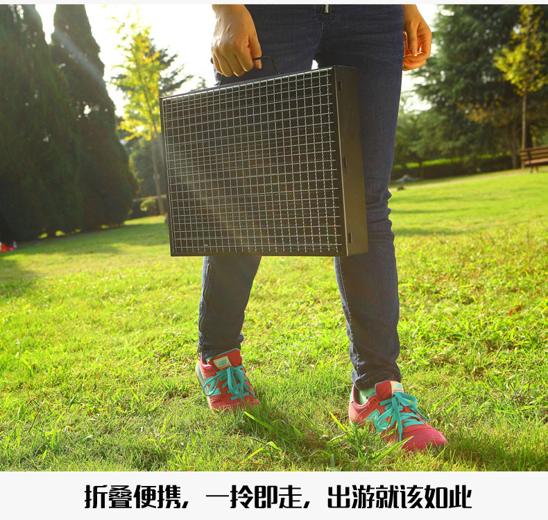 Folding Zibo barbecue grill, outdoor portable barbecue grill, household charcoal grill, BBQ factory direct sales pic 3