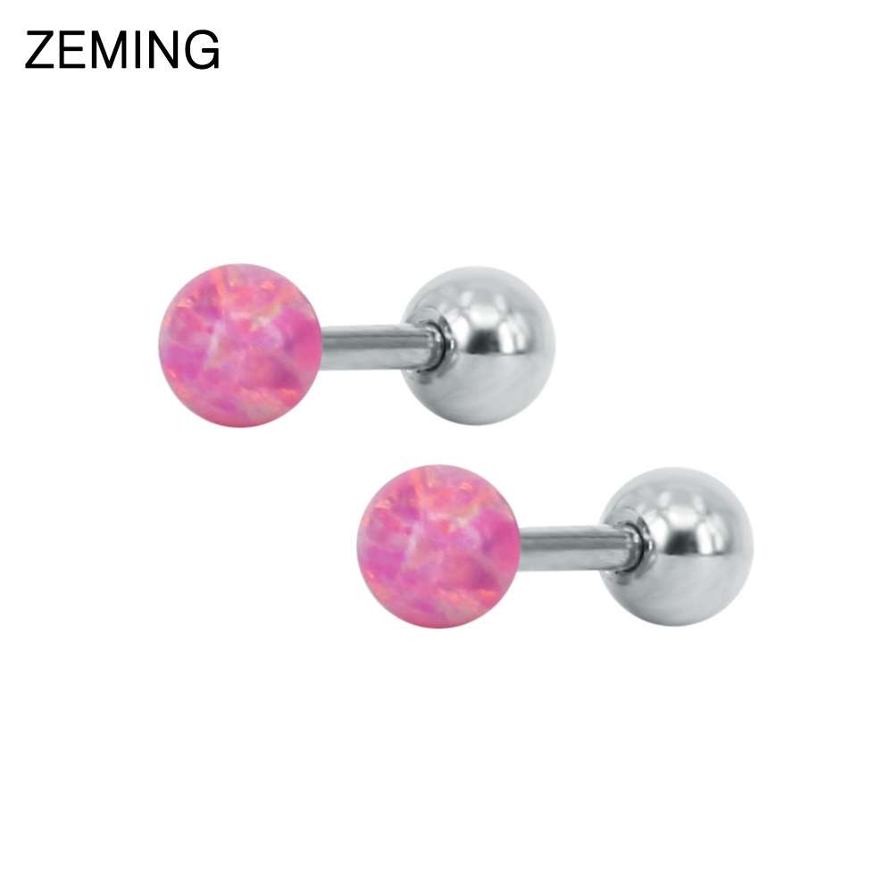 韩国时尚澳宝耳钉欧泊耳骨钉圆球百搭钛钢耳环流行软骨穿刺耳蜗钉详情11