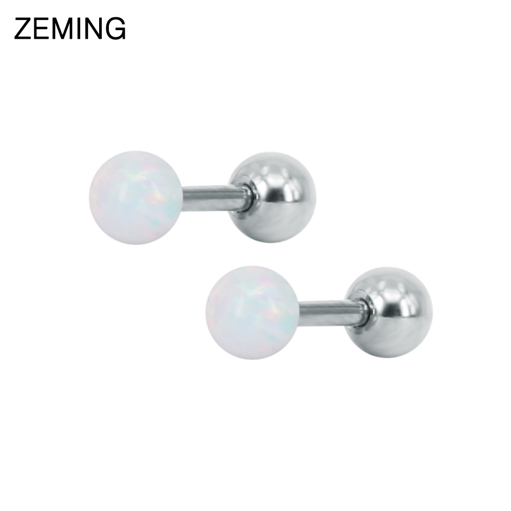 韩国时尚澳宝耳钉欧泊耳骨钉圆球百搭钛钢耳环流行软骨穿刺耳蜗钉详情12
