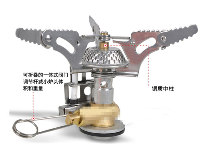 户外迷你一体式炉头可折叠不锈钢燃气支架登山野营便携防风炊具详情3