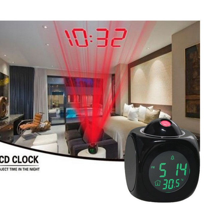 New multi-functional English projection clock, LED light projection alarm clock, voice announcement clock projection clock pic 23