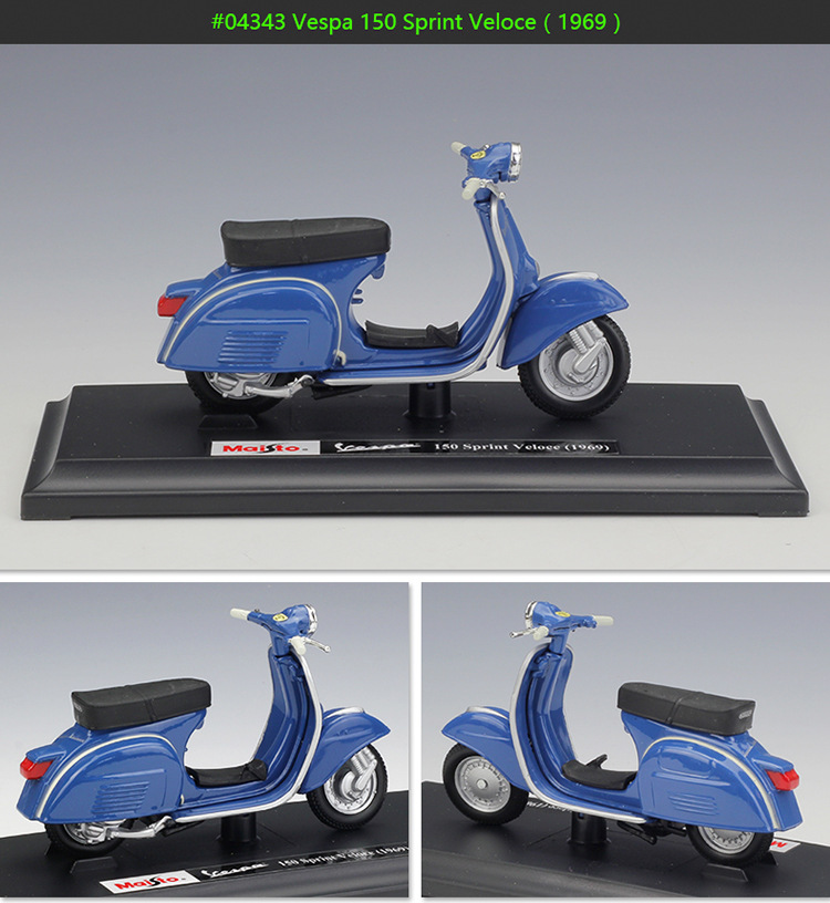 1:18Vespa 维斯帕踏板车摩托车仿真合金模型复古摩托车玩具车详情26