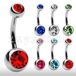 彩色双钻脐钉批发欧美跨境不锈钢简约组合套装超闪圆球款穿刺饰品详情4