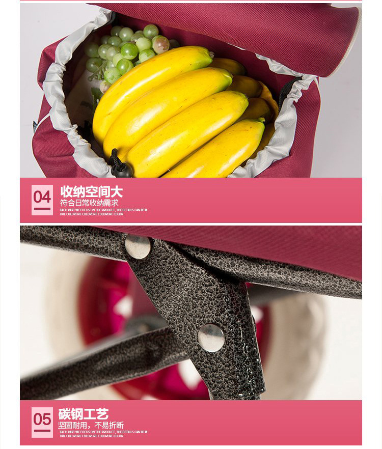 Hand-pulled cart, supermarket shopping cart, elderly grocery shopping cart, stair-climbing cart, three-wheeled folding trolley, trolley, small trailer pic 14