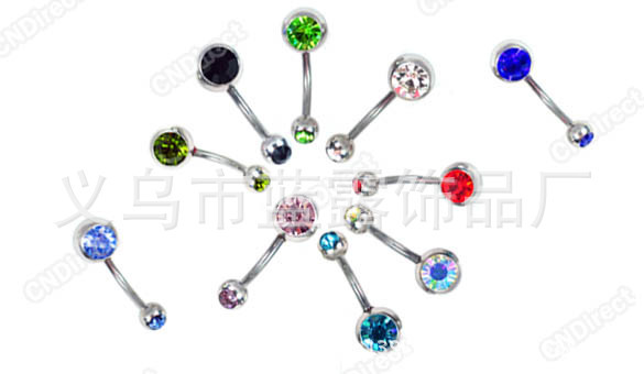 彩色双钻脐钉批发欧美跨境不锈钢简约组合套装超闪圆球款穿刺饰品详情9