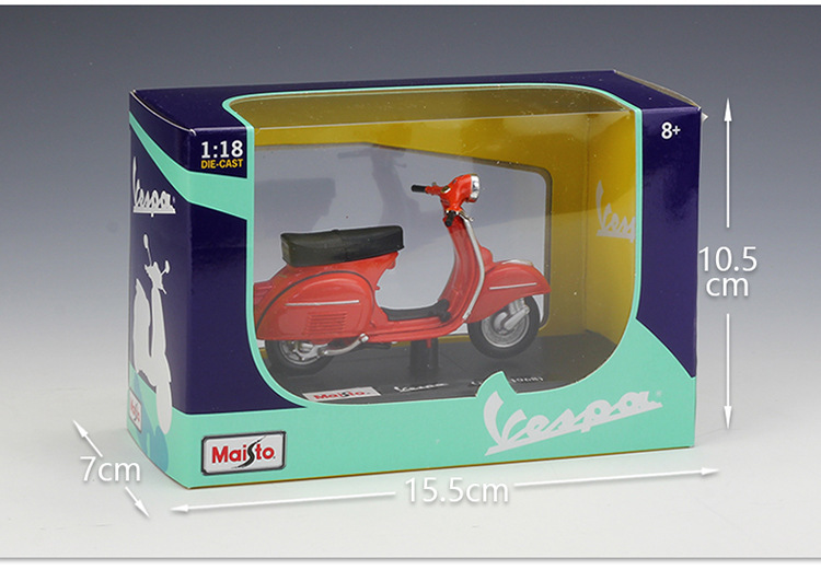 1:18Vespa 维斯帕踏板车摩托车仿真合金模型复古摩托车玩具车详情34