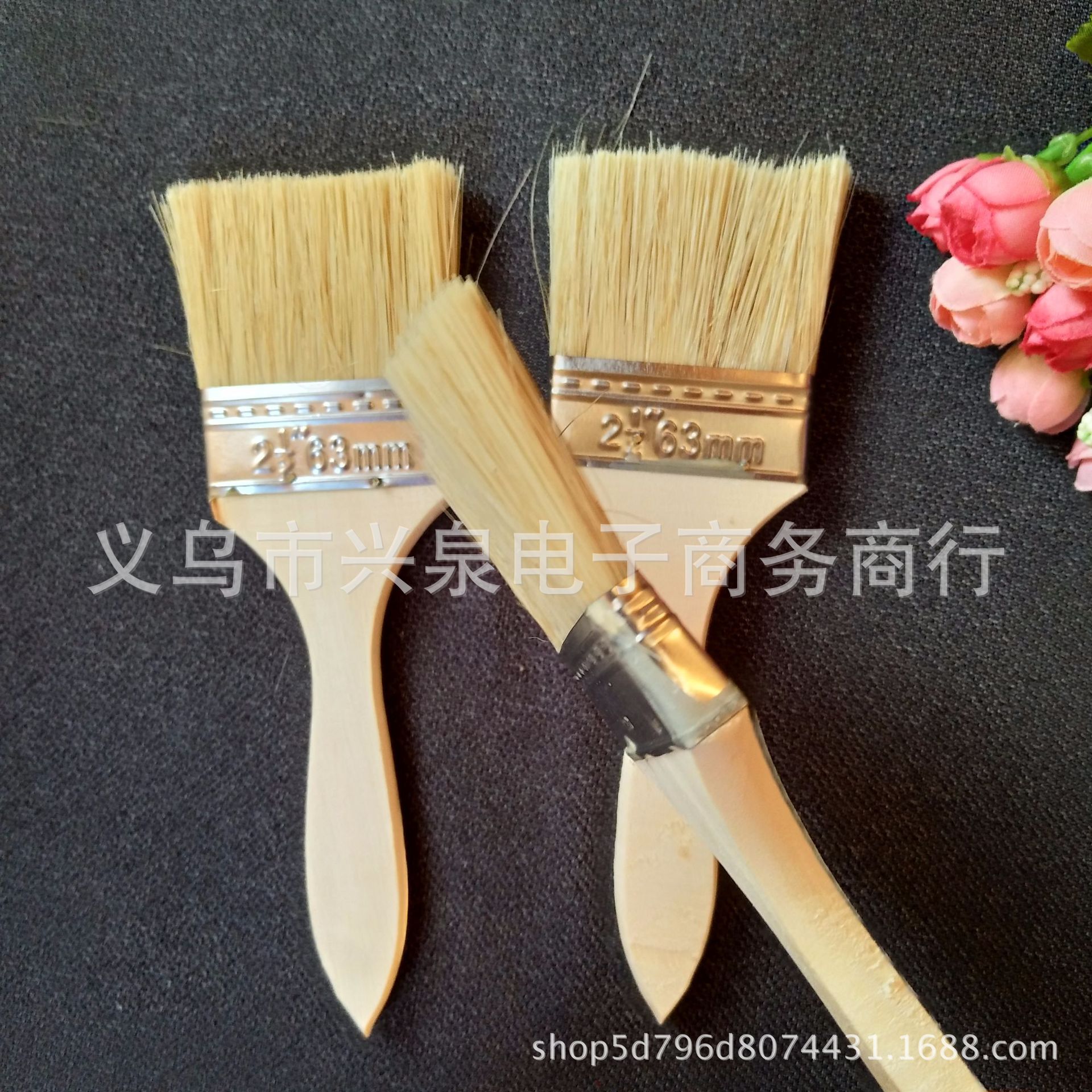 【 Outside 】【 2.5-inch wooden handle paint Brush 】5 per bundle 800 per box, one yuan store paint brush, oil brush, brown bristle brush, nylon brush, barbecue brush, one yuan wholesale pic 5