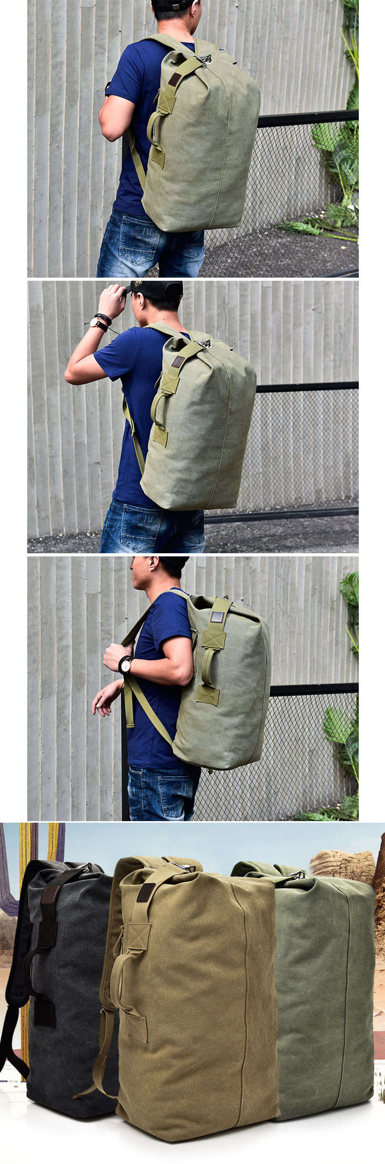 Fashionable large-capacity travel backpack for men, outdoor travel sports bag, trendy canvas backpack for men pic 5