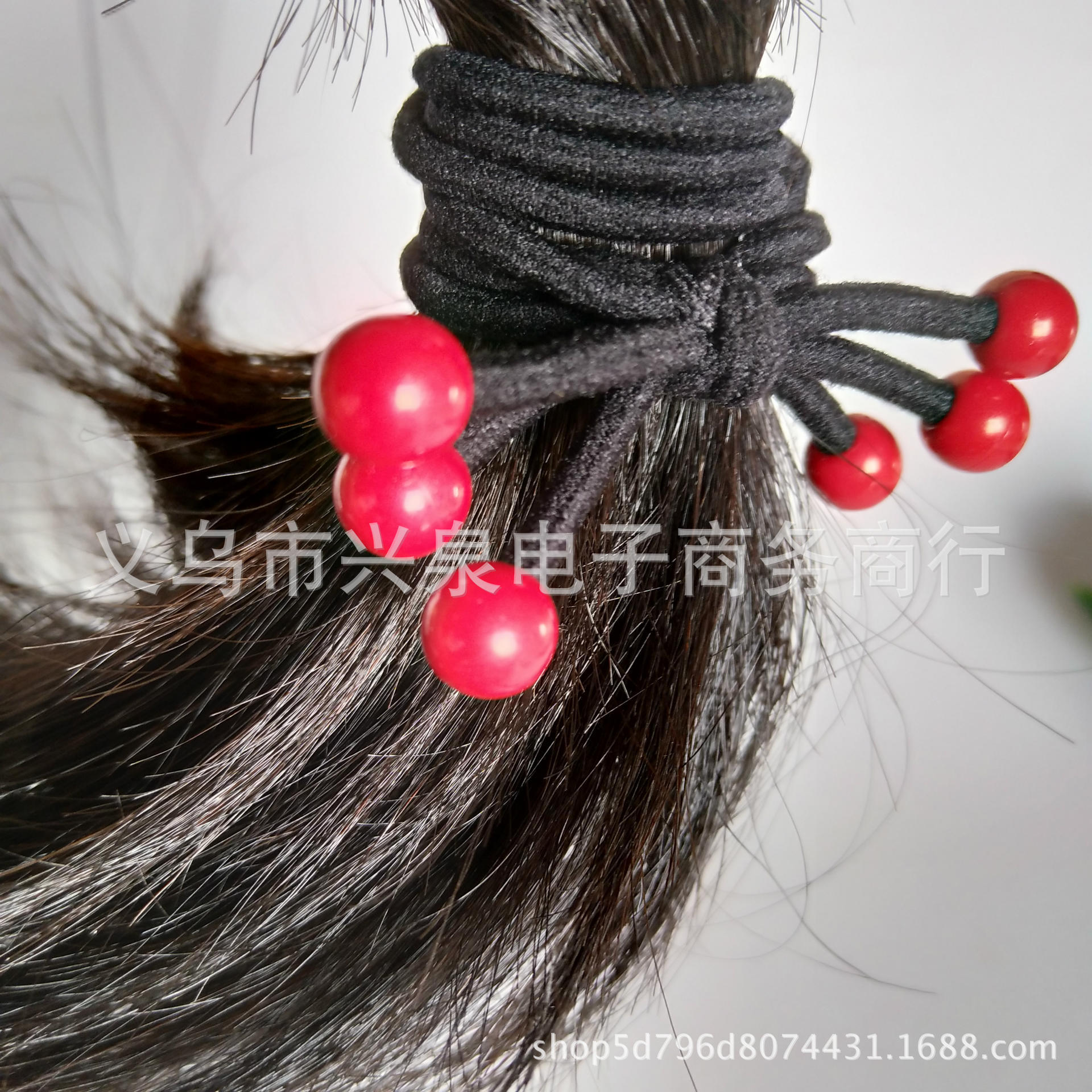 No. 60 three-strand red bead headband, medium-sized red bead rubber band, three-strand headband, double-strand headband, one-yuan store, two-yuan store, accessory supply pic 4