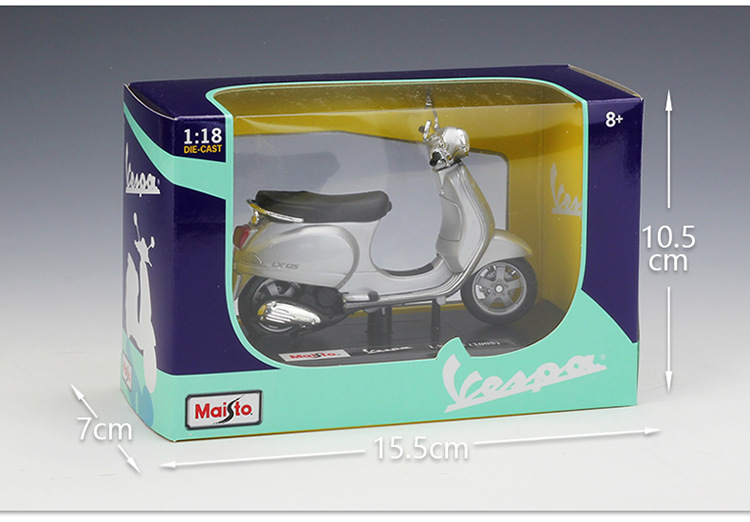 1:18Vespa 维斯帕踏板车摩托车仿真合金模型复古摩托车玩具车详情37
