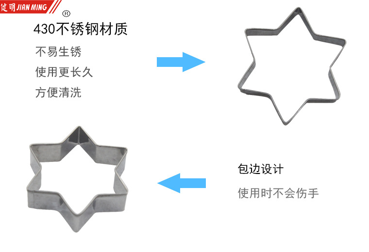 JM8166 stainless steel baking mold, hexagonal star-shaped cookie mold, cookie mold, creative DIY baking, 3 pieces each pic 4