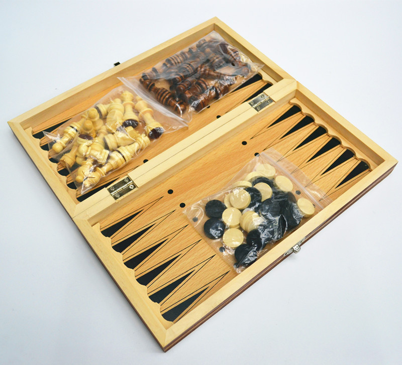 Factory direct sales of wooden magnetic chess 3-in-1 set portable foldable puzzle and competitive board game toys pic 11