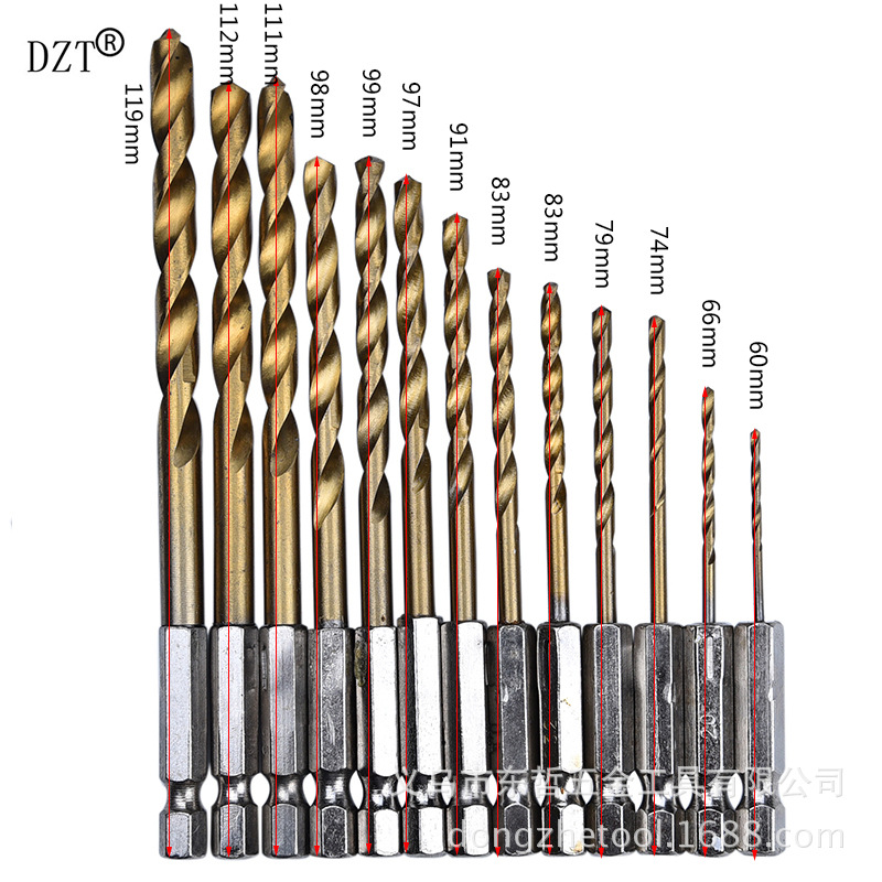 13pc high-speed steel titanium-coated twist drill bits/hexagonal handle drill bits/electric drill bits 1.5-6.5mm thin plate drill bits pic 3