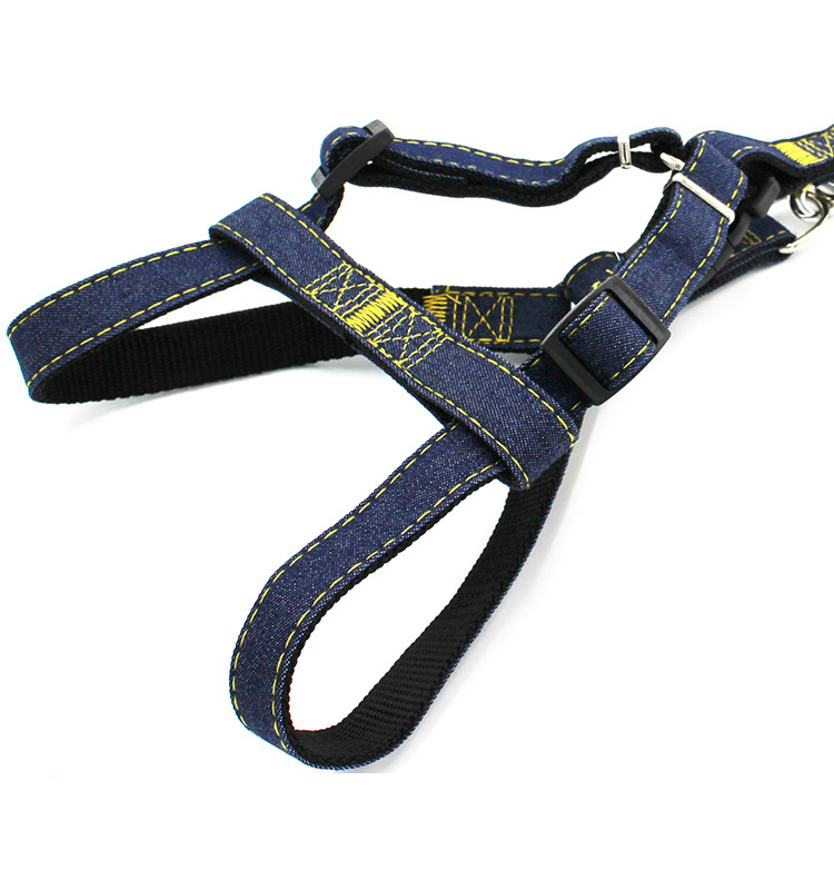 【3-70 pounds 】 Pet leash, dog leash, collar, cat and dog denim chest and shoulder strap set, pet supplies pic 19