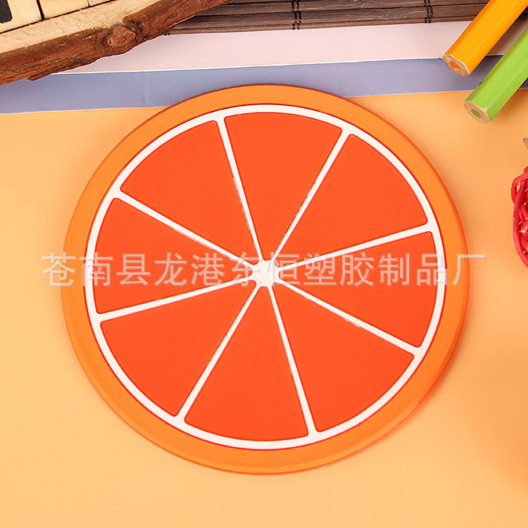 创意隔热耐高温餐垫卡通PVC软胶餐桌杯垫定制缤纷果冻色水果杯垫详情18