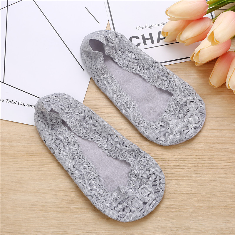 蕾丝船袜女浅口冰丝隐形袜整圈硅胶防滑船袜薄女士袜子详情5