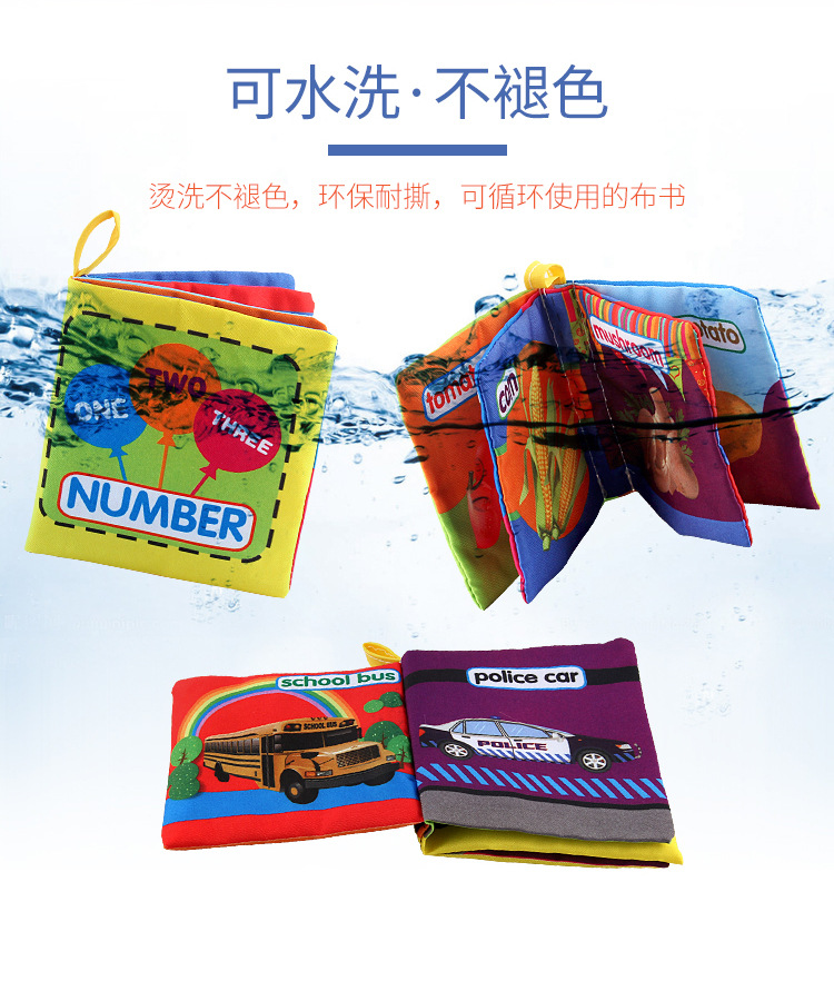 Amazon cross-border 3D baby cloth books, early education toys, English palm books, animal number recognition baby cloth books pic 23