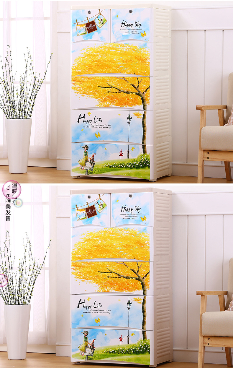 加厚抽屉式大号收纳柜儿童柜子宝宝衣柜储物柜塑料多层整理箱五斗详情5