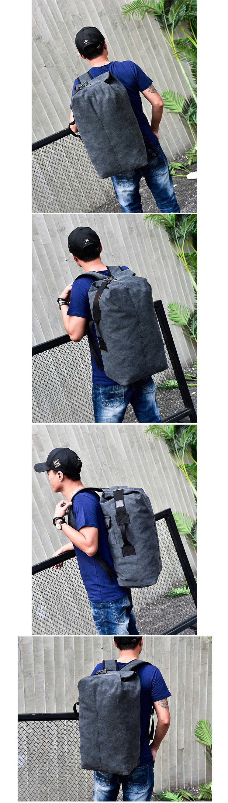 Fashionable large-capacity travel backpack for men, outdoor travel sports bag, trendy canvas backpack for men pic 3