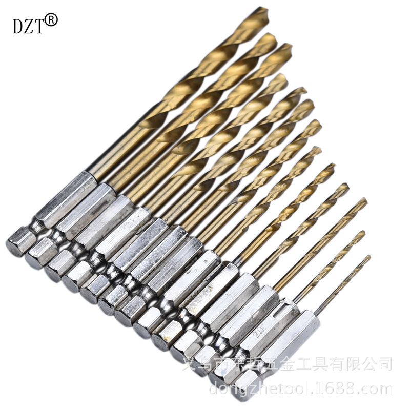 13pc high-speed steel titanium-coated twist drill bits/hexagonal handle drill bits/electric drill bits 1.5-6.5mm thin plate drill bits pic 6