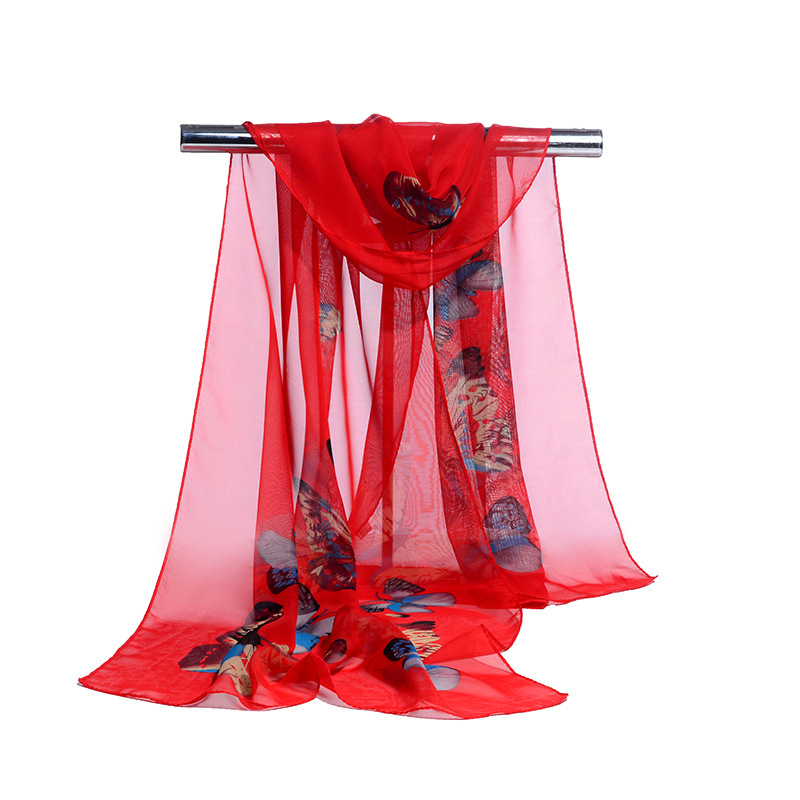 国潮厂家直销中国风版丝巾防晒大蝴蝶雪纺春夏长丝巾沙滩巾防嗮丝巾详情5