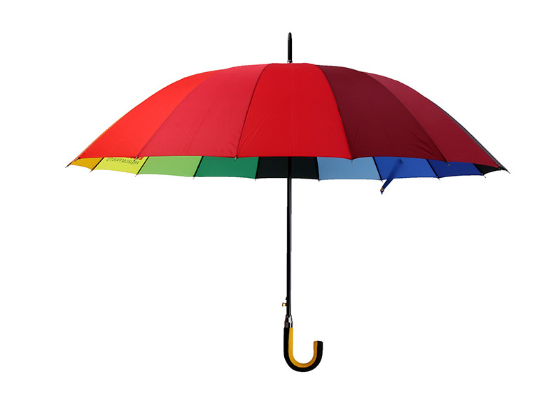彩虹色雨伞16骨创意自动彩虹伞广告伞长柄雨伞直杆礼品伞批发现货详情26