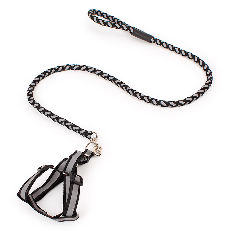 狗狗夜间反光牵引绳小中大型犬编织胸背带宠物狗绳狗链遛狗绳详情9