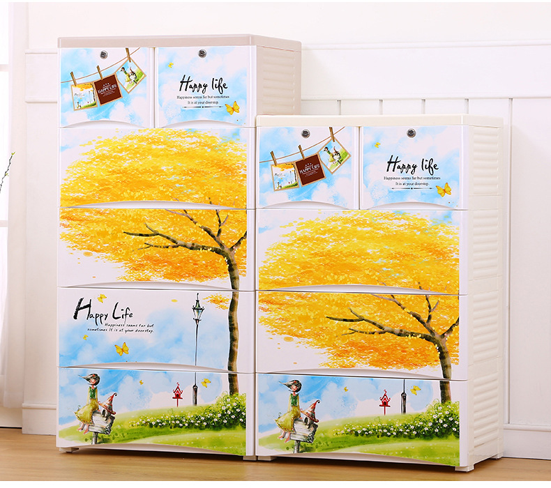 加厚抽屉式大号收纳柜儿童柜子宝宝衣柜储物柜塑料多层整理箱五斗详情6