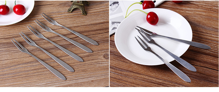 Wholesale of creative stainless steel fruit forks, Western tableware, small forks, two-toothed forks, fruit skewers and dessert forks pic 13