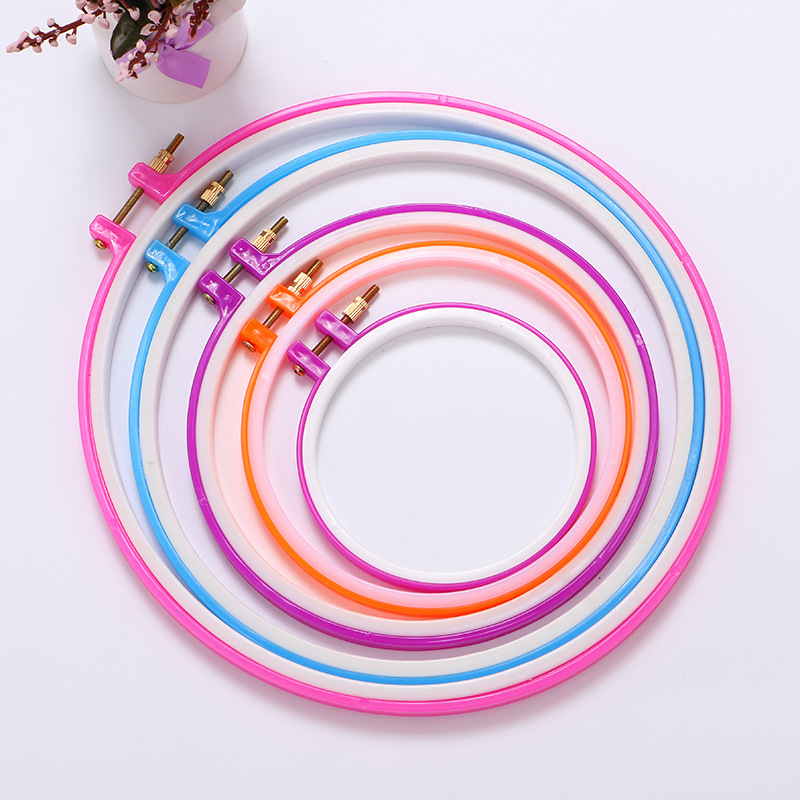 Embroidery machine accessories: Middle adjustable flower stand, round embroidery frame, embroidery stretch, candy-colored ABS plastic square embroidery ring pic 60
