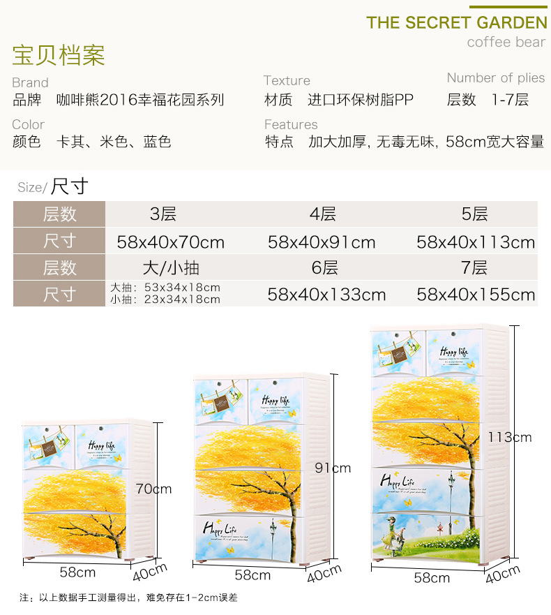 加厚抽屉式大号收纳柜儿童柜子宝宝衣柜储物柜塑料多层整理箱五斗详情2