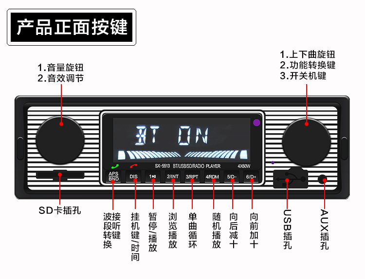 守卫龙5513 车载mp3播放器蓝牙免提通话高清无损音乐汽车收音机详情13