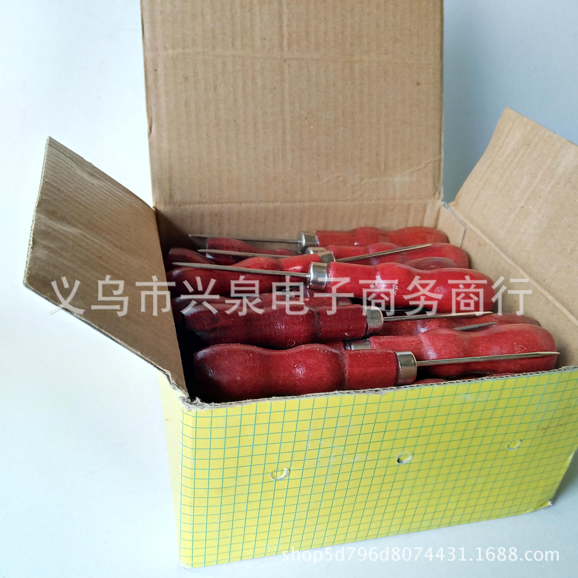 【1-6区】葫芦【直】椎50/盒1500箱 木把葫芦头直锥子 红色木柄千枚通 补鞋工具 一元百货批发详情3