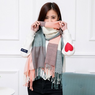 Factory direct sales of new imitation cashmere scarf for women, Korean version for autumn and winter warmth cashmere solid color gift scarf shawl pic 10
