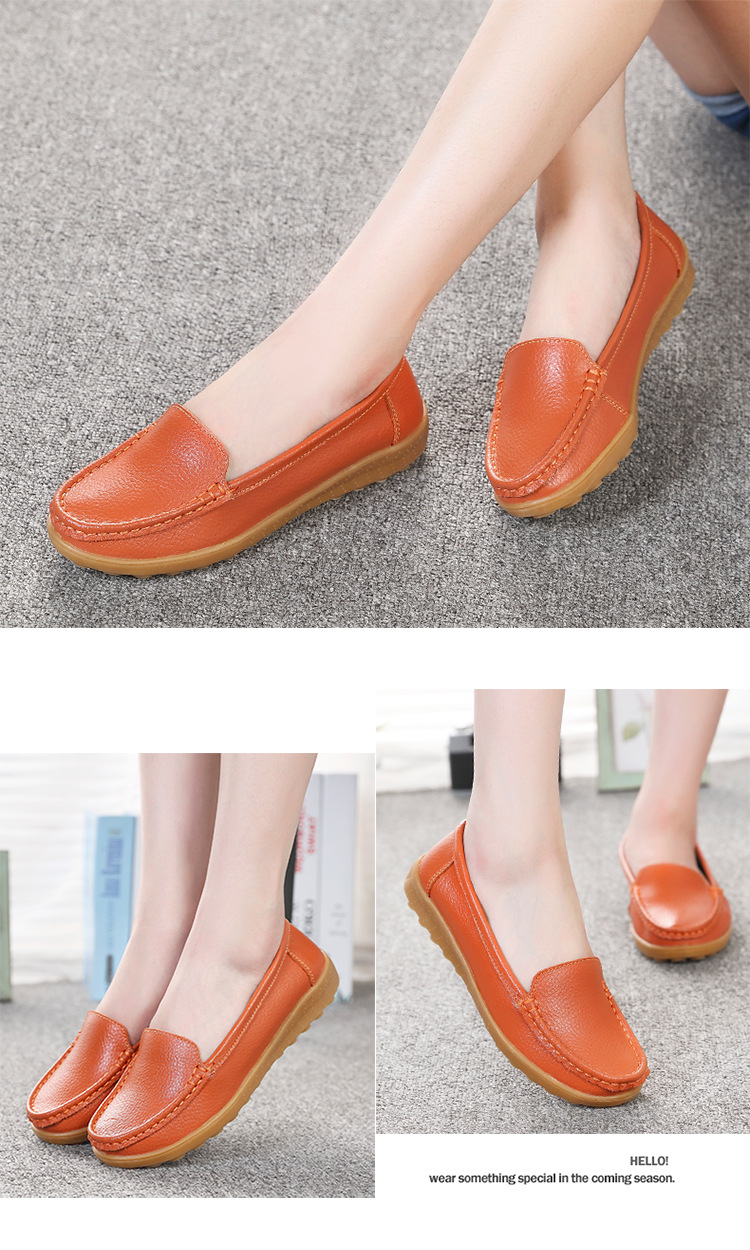 真皮豆豆鞋软底女鞋妈妈鞋女式休闲平底鞋牛筋底一脚蹬中老年单鞋详情16