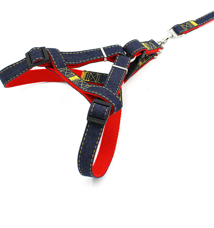 【3-70 pounds 】 Pet leash, dog leash, collar, cat and dog denim chest and shoulder strap set, pet supplies pic 17