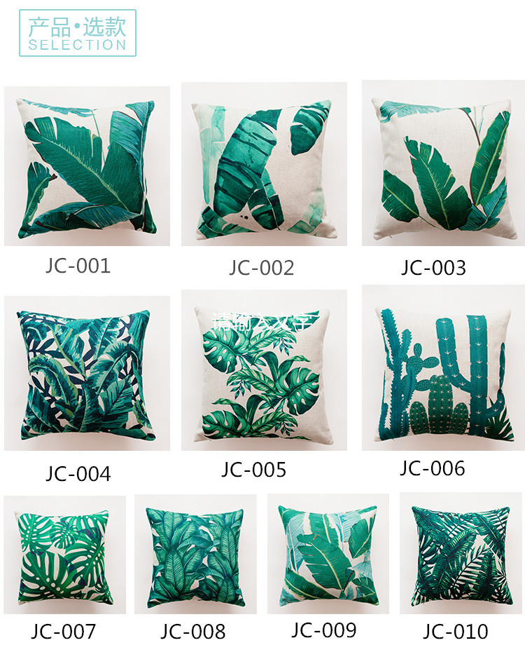 Heavyweight cotton and linen tropical rainforest leaf cactus printed throw pillow, sofa cushion, car cushion cover pic 4