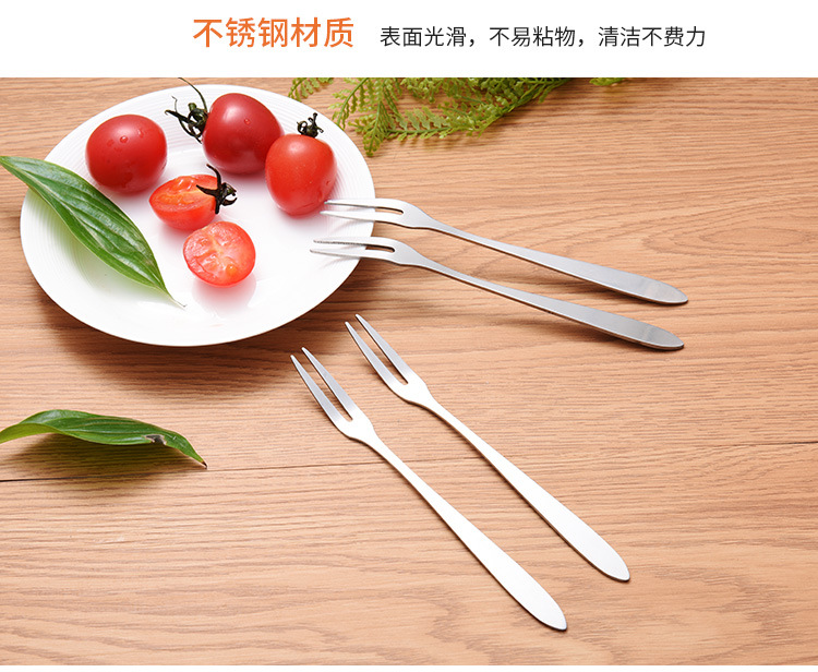 Wholesale of creative stainless steel fruit forks, Western tableware, small forks, two-toothed forks, fruit skewers and dessert forks pic 11