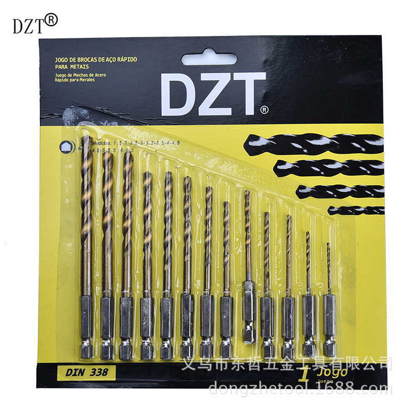 13pc high-speed steel titanium-coated twist drill bits/hexagonal handle drill bits/electric drill bits 1.5-6.5mm thin plate drill bits pic 4