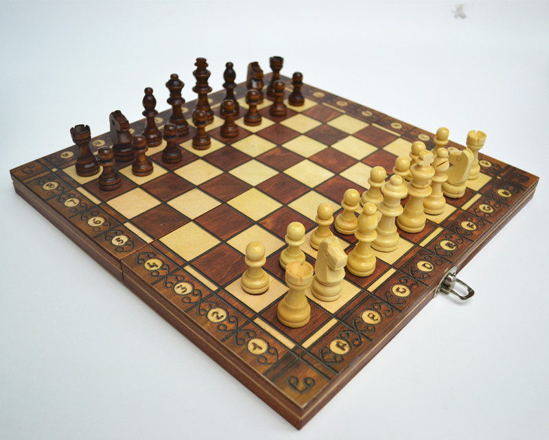 Factory direct sales of wooden magnetic chess 3-in-1 set portable foldable puzzle and competitive board game toys pic 10