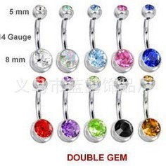 彩色双钻脐钉批发欧美跨境不锈钢简约组合套装超闪圆球款穿刺饰品详情11