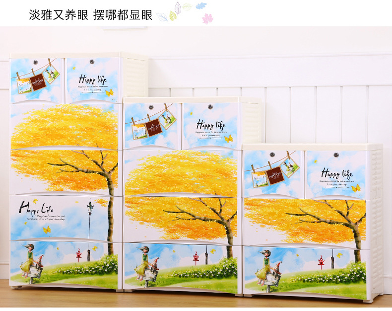 加厚抽屉式大号收纳柜儿童柜子宝宝衣柜储物柜塑料多层整理箱五斗详情7