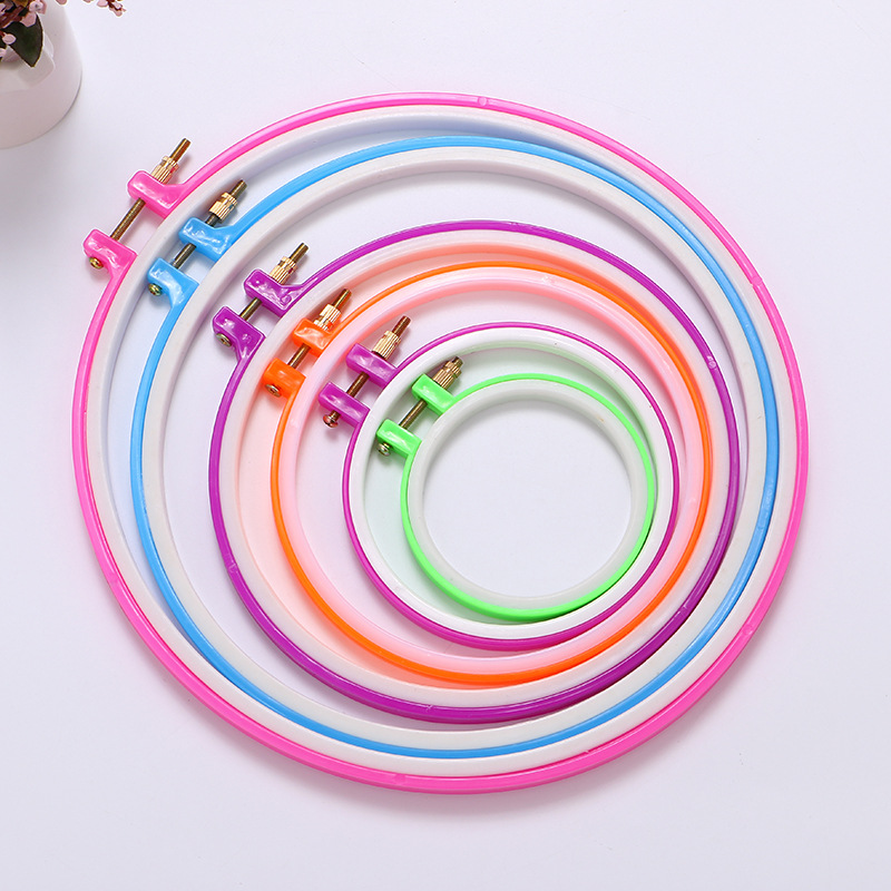Embroidery machine accessories: Middle adjustable flower stand, round embroidery frame, embroidery stretch, candy-colored ABS plastic square embroidery ring pic 59